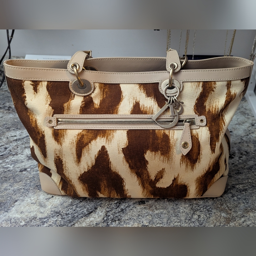 Christian Dior Leopard Canvas Medium St. Tropez Tote Bag